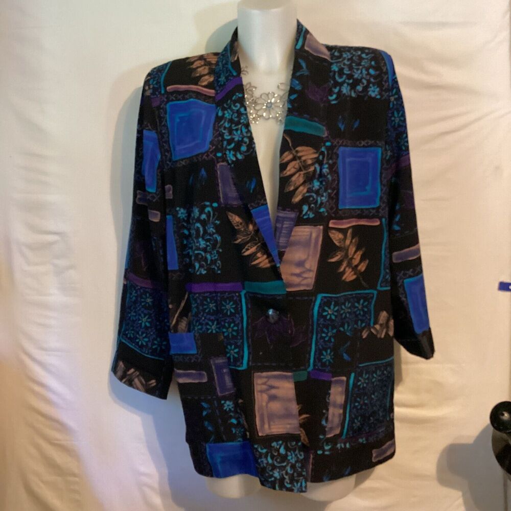 1148NWOT Vtg Kensington Square Gorgeous Vivid Abstract Art To Wear Blazer Medium